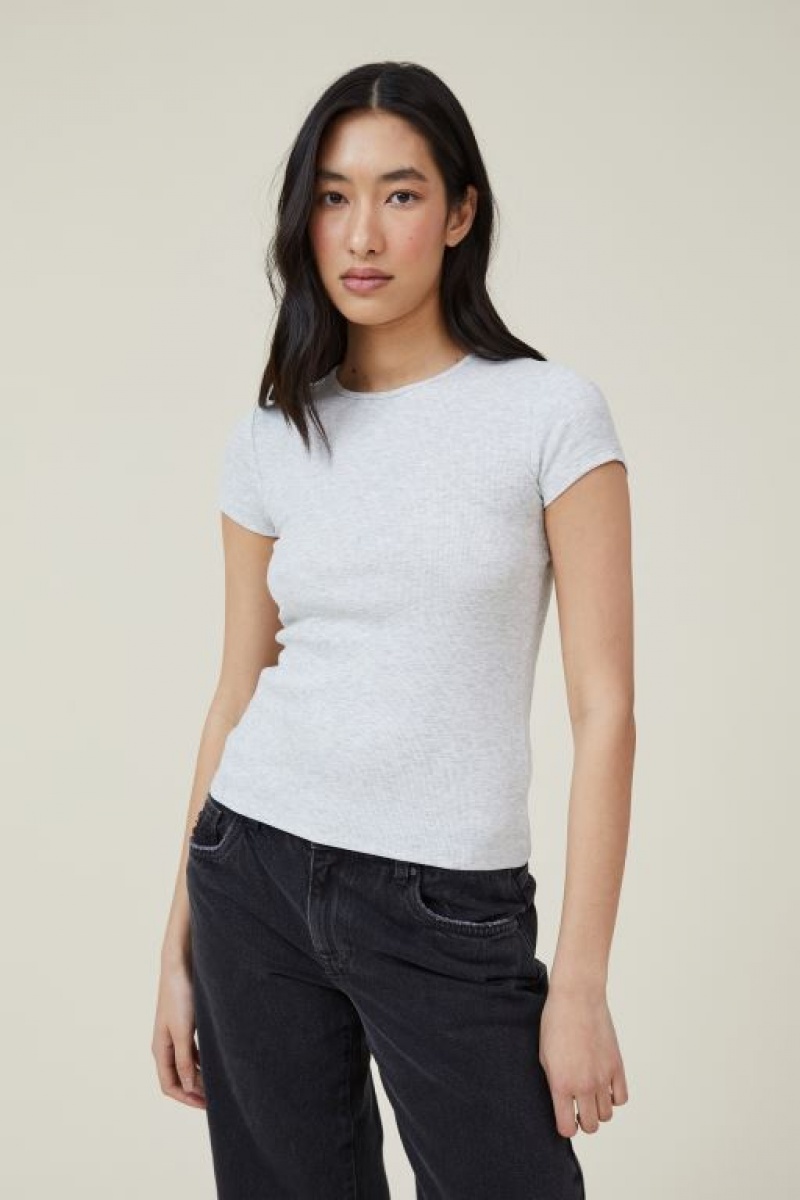 Cotton On The One Organic Rib Crew Short Sleeve Women\'s T Shirts Light Grey | iSyOZaEPF4l