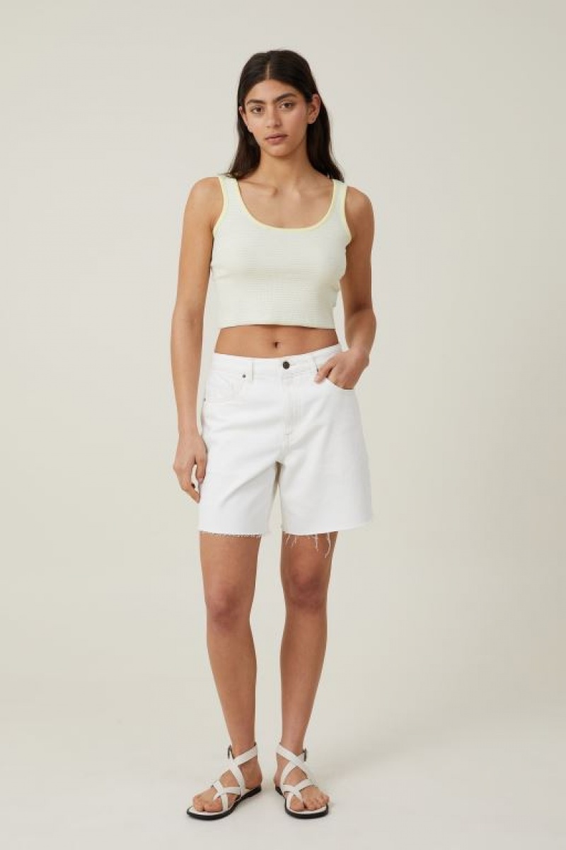 Cotton On The One Organic Rib Crop Women's Tanks Stripes / White | VWGhp4v1ceG