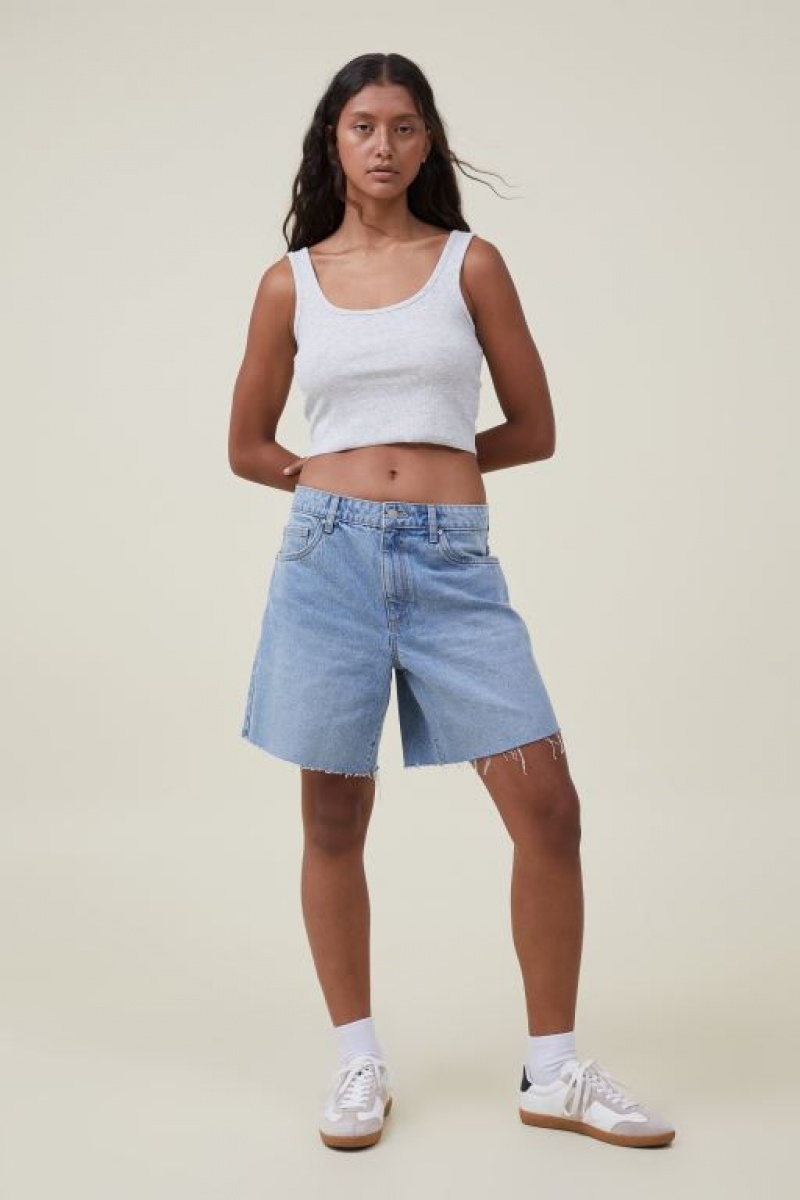 Cotton On The One Organic Rib Crop Women's Tanks Light Grey | tBIpFeQJaL3