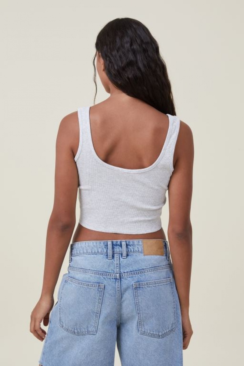Cotton On The One Organic Rib Crop Women's Tanks Light Grey | tBIpFeQJaL3