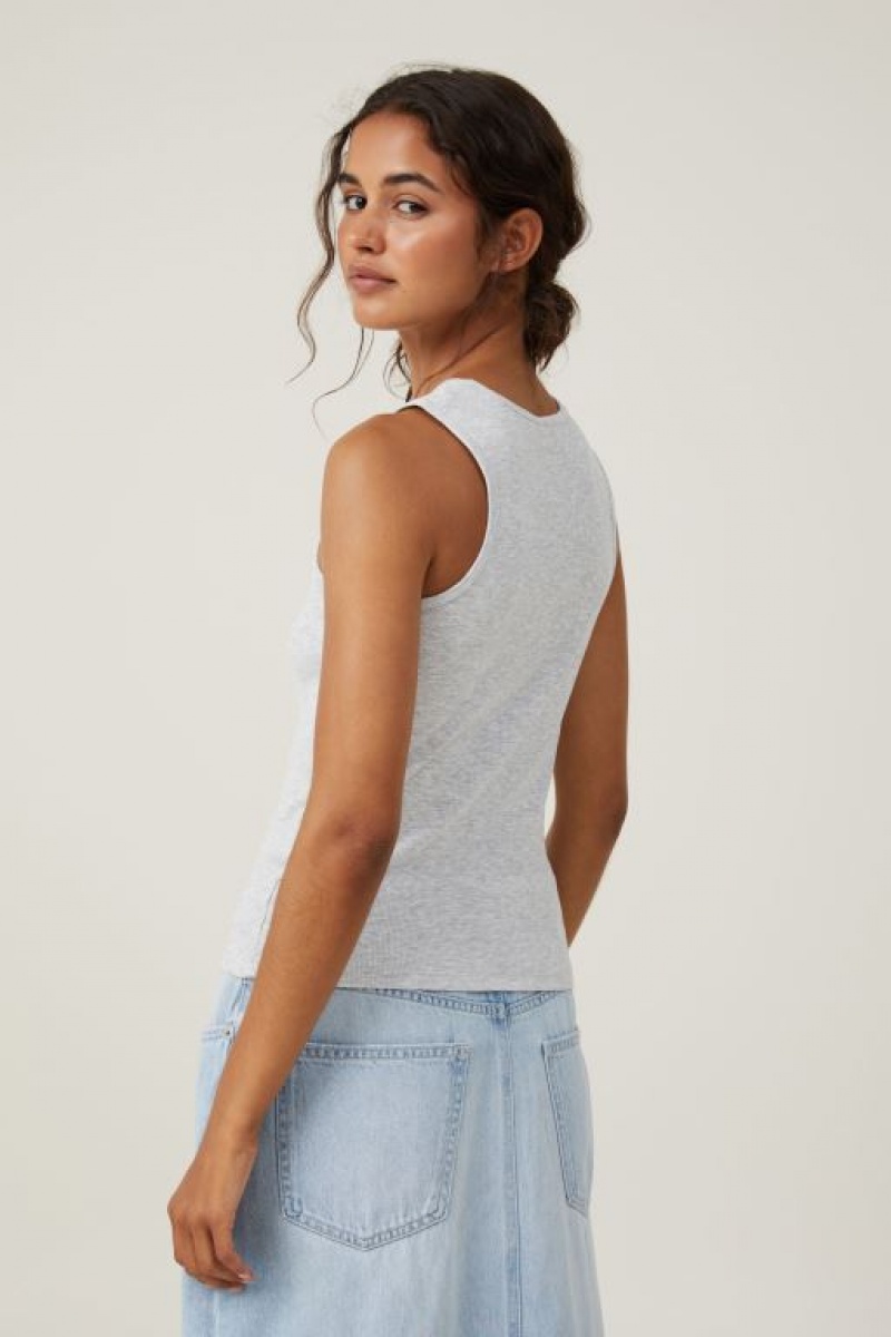 Cotton On The One Organic Rib Racer Women's Tanks Light Grey | lkJ6OD8RNfY