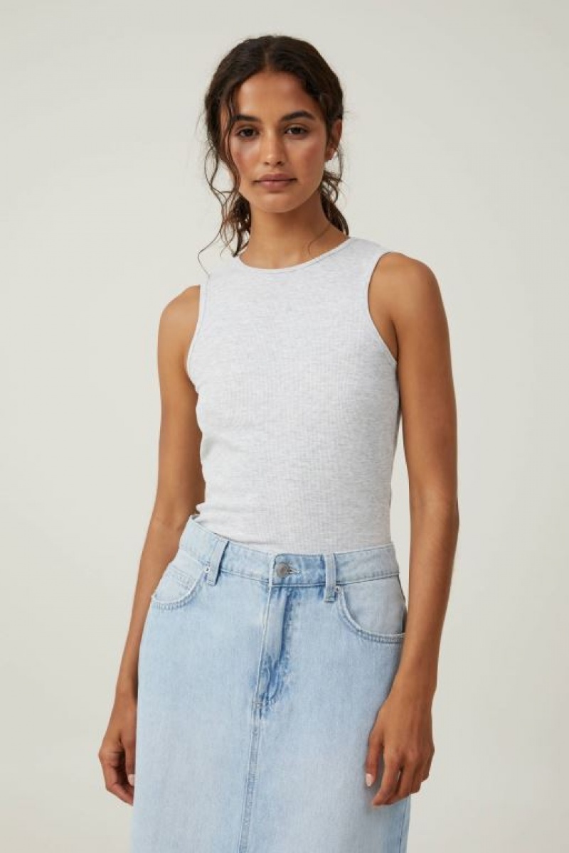 Cotton On The One Organic Rib Racer Women\'s Tanks Light Grey | lkJ6OD8RNfY