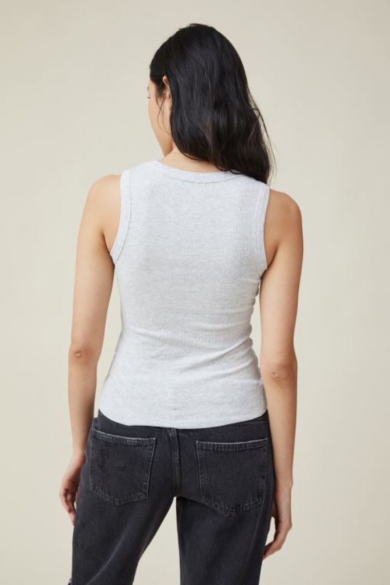 Cotton On The One Organic Rib Scoop Women's Tanks Light Grey | TiMUJ2U79u2