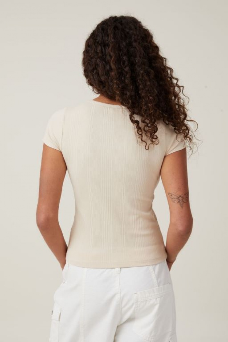 Cotton On The One Organic Variegated Rib Crew Short Sleeve Women's T Shirts Grey | iC9wPNATAl8