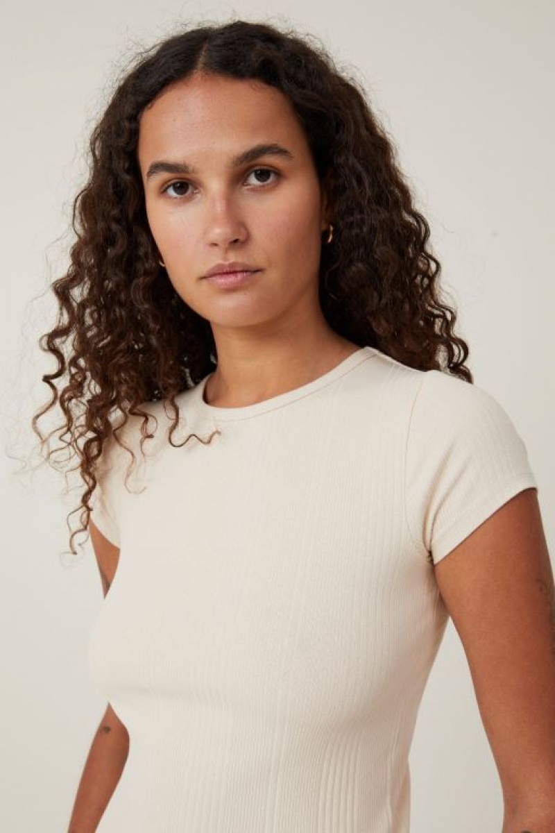 Cotton On The One Organic Variegated Rib Crew Short Sleeve Women's T Shirts Grey | iC9wPNATAl8