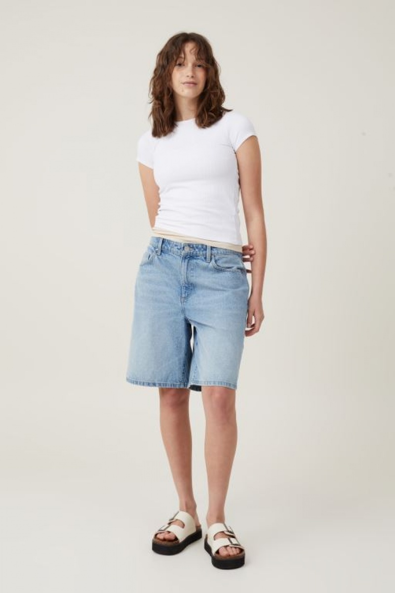 Cotton On The One Organic Variegated Rib Crew Short Sleeve Women's T Shirts White | ShyjI2XRzc0