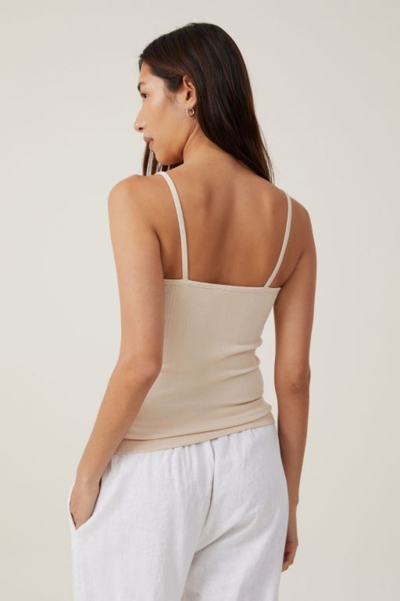 Cotton On The One Organic Variegated Rib V Neck Women's Cami Grey | hMgFnzS6ebC