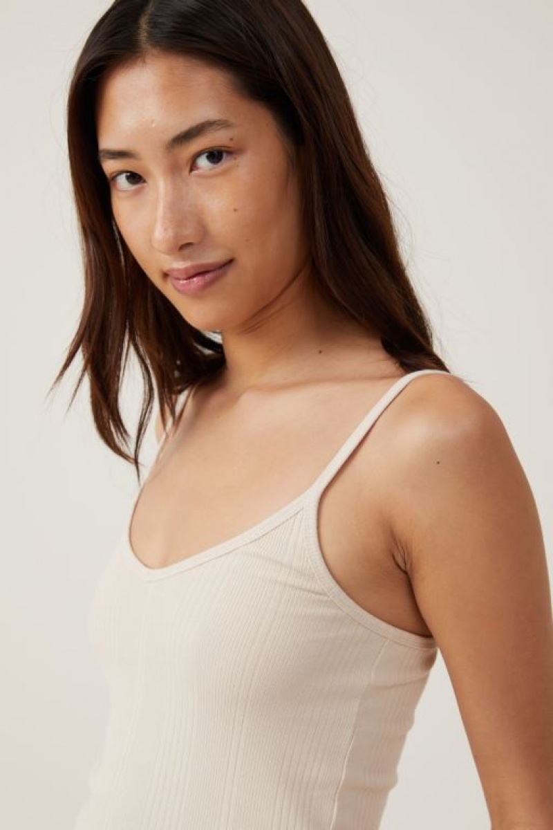 Cotton On The One Organic Variegated Rib V Neck Women's Cami Grey | hMgFnzS6ebC