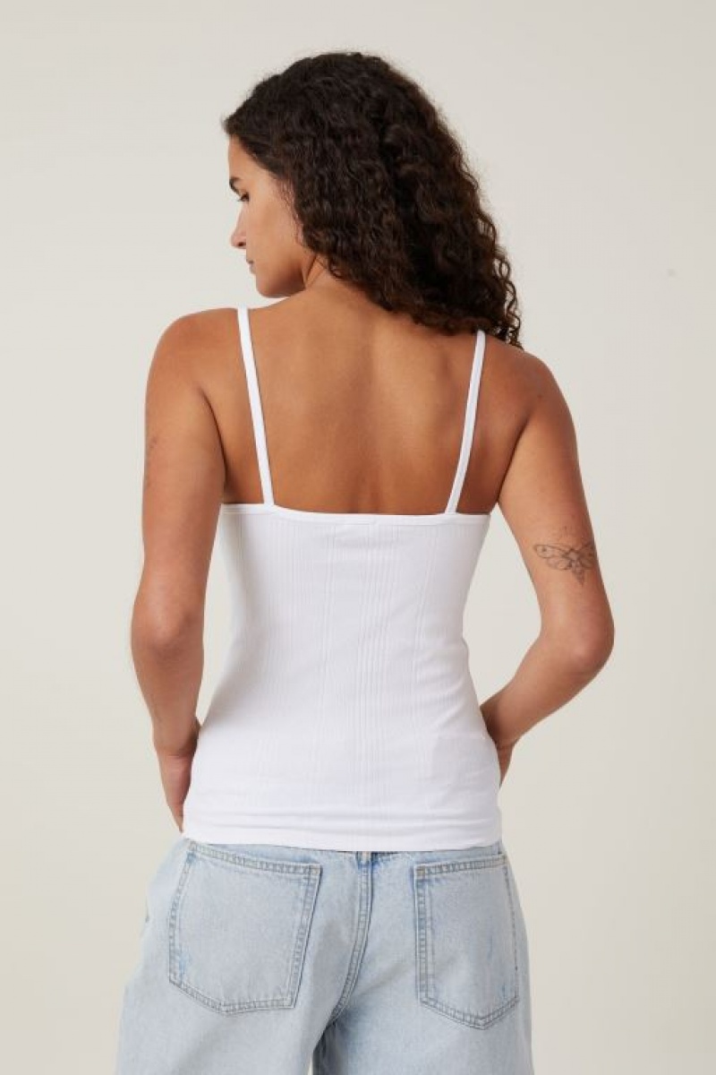 Cotton On The One Organic Variegated Rib V Neck Women's Cami White | GMPwcxPyLvT