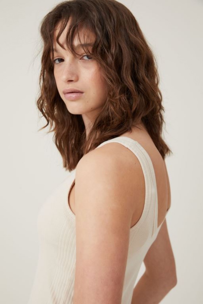 Cotton On The One Organic Variegated Rib Scoop Neck Women's Tanks Grey | xj1W2B74d8A