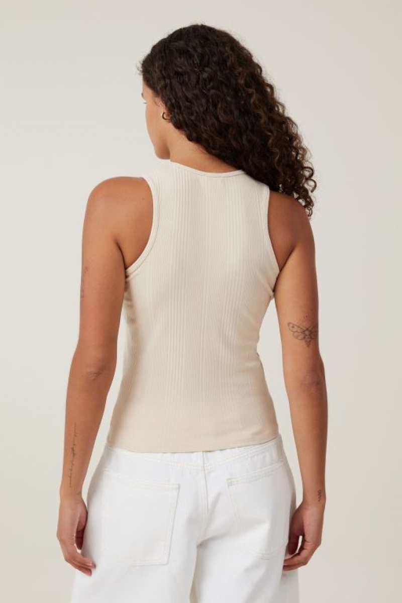 Cotton On The One Organic Variegated Rib High Neck Women's Tanks Grey | lgomwCA50X6