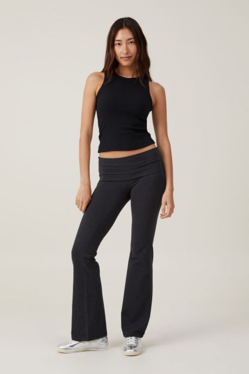 Cotton On The One Organic Variegated Rib High Neck Women's Tanks Black | XwzCn5HAphH