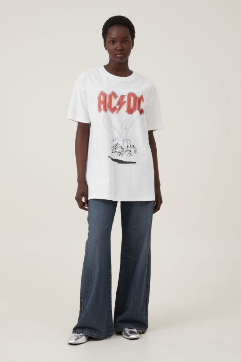 Cotton On The Oversized Band Women's Graphic T-Shirts White | KX6LFFhQaBo
