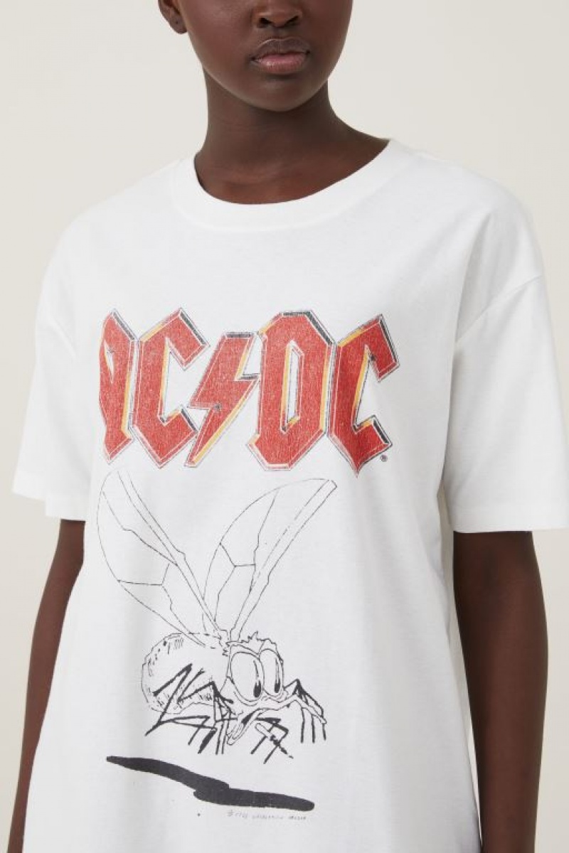 Cotton On The Oversized Band Women's Graphic T-Shirts White | KX6LFFhQaBo