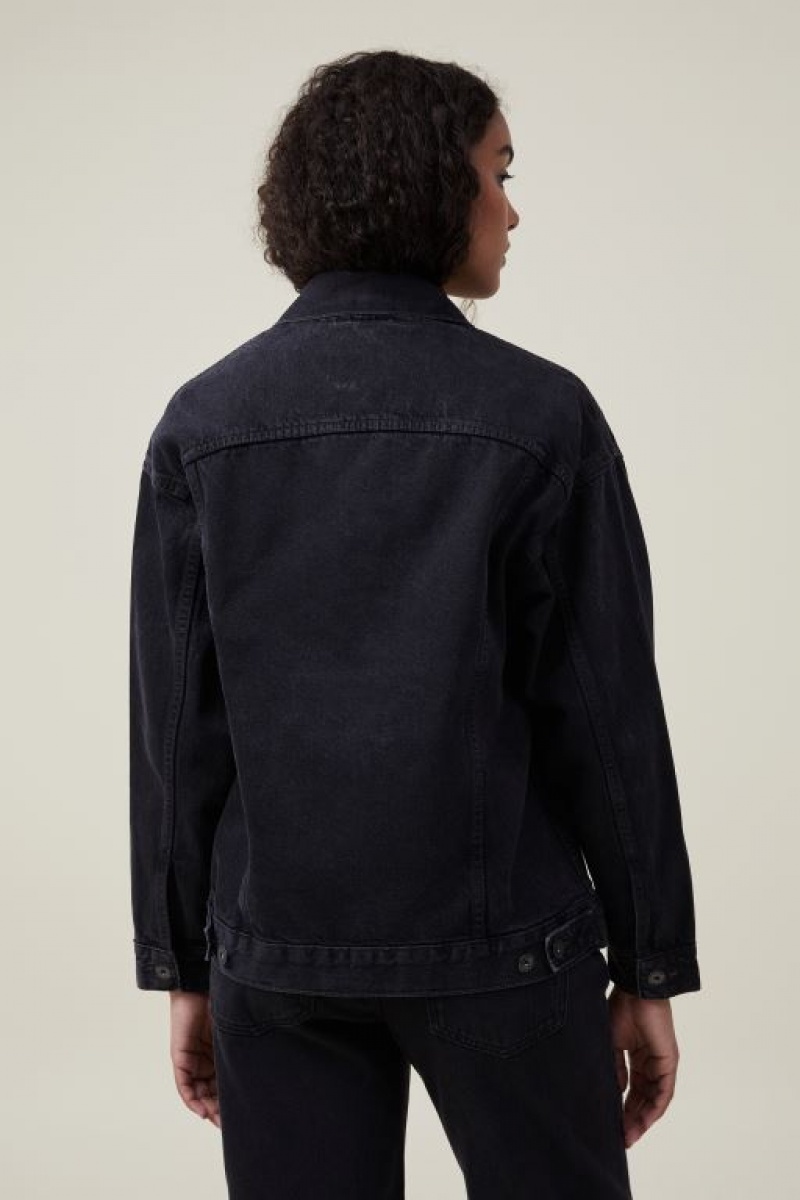 Cotton On The Oversized Denim Women's Jackets Deep Grey Black | kcLX4v4RIYC