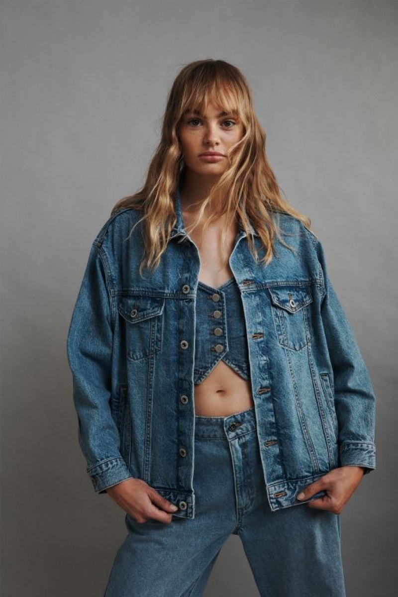 Cotton On The Oversized Denim Women's Jackets Blue | w9RWwiIPY6x