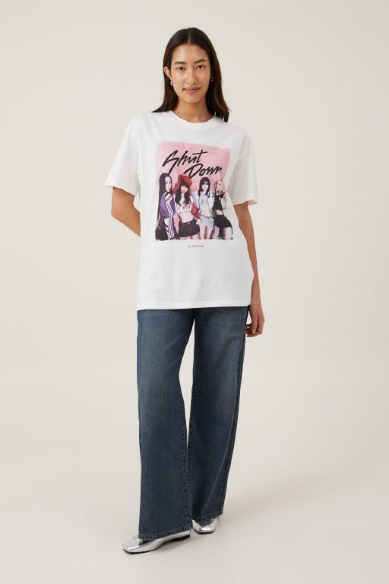 Cotton On The Oversized Graphic License Women's Graphic T-Shirts Black Pink / White | m3TLDiznWK6
