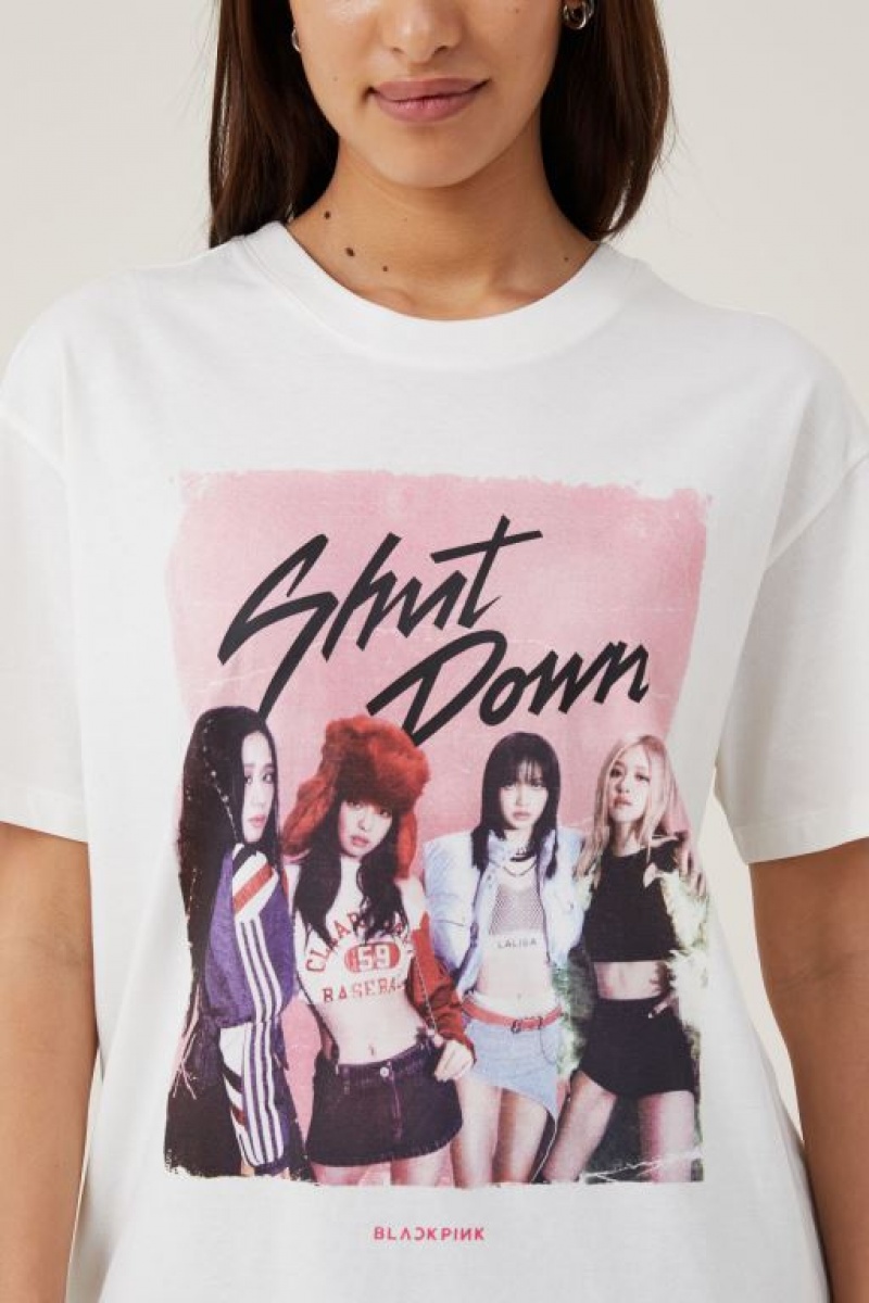 Cotton On The Oversized Graphic License Women's Graphic T-Shirts Black Pink / White | m3TLDiznWK6