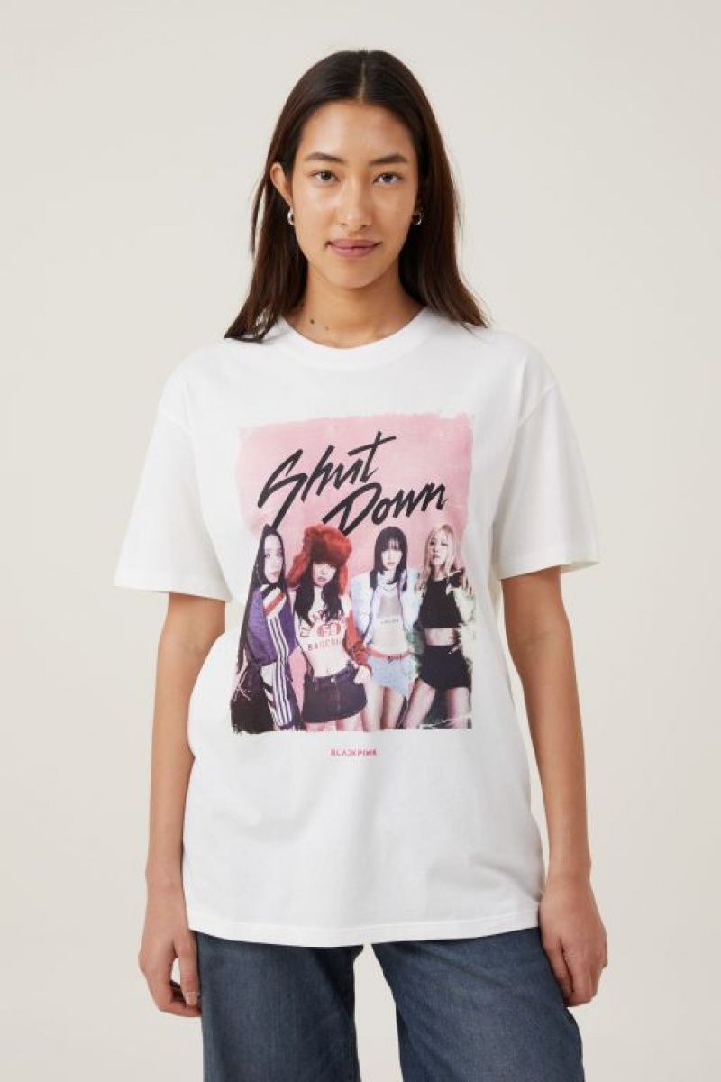 Cotton On The Oversized Graphic License Women\'s Graphic T-Shirts Black Pink / White | m3TLDiznWK6