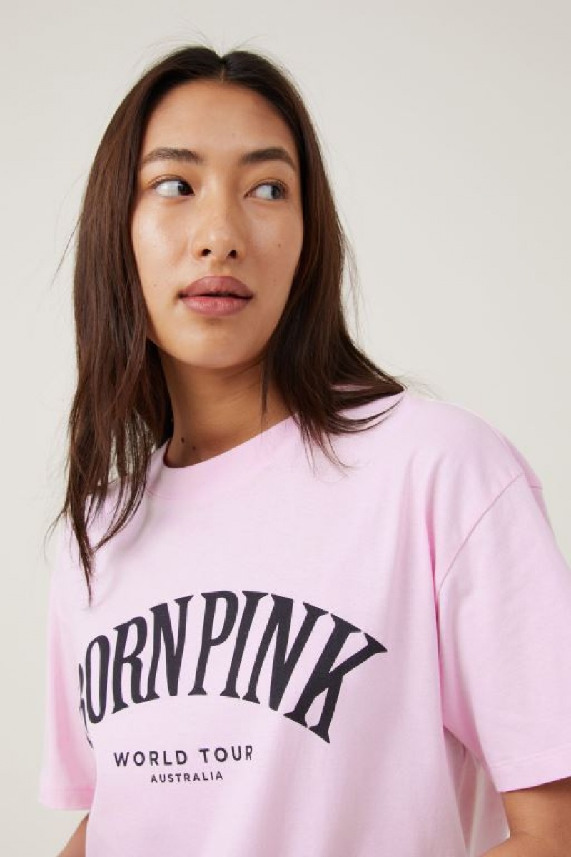 Cotton On The Oversized Graphic License Women's Graphic T-Shirts Black Pink / Pink White | yObqX75w0Ct