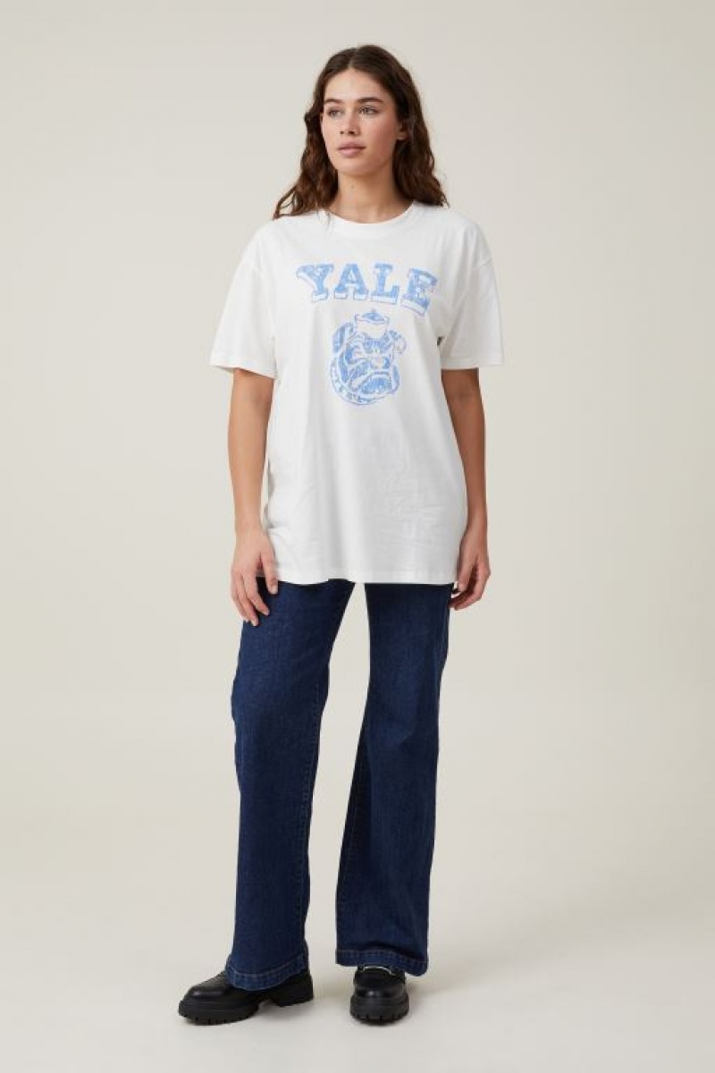 Cotton On The Oversized Graphic License Women's Graphic T-Shirts White | LBjZPLkIKLY