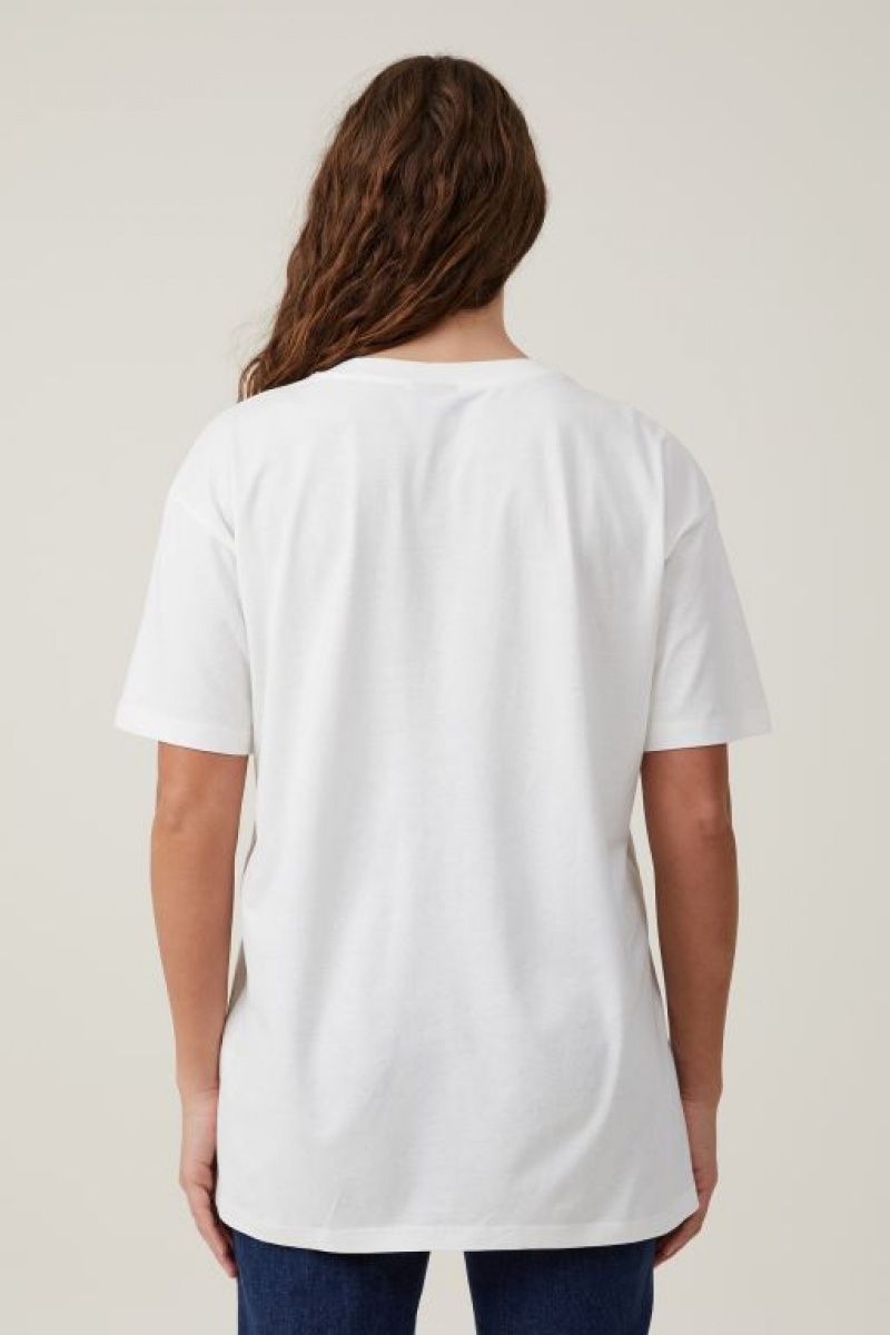 Cotton On The Oversized Graphic License Women's Graphic T-Shirts White | LBjZPLkIKLY