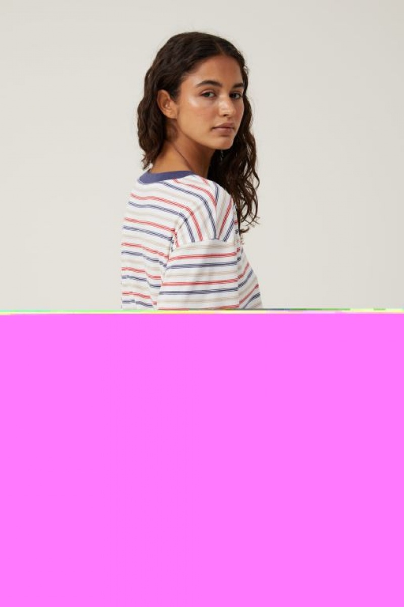 Cotton On The Oversized Graphic Women's Graphic T-Shirts White Stripes | ngVB0JbIcmN