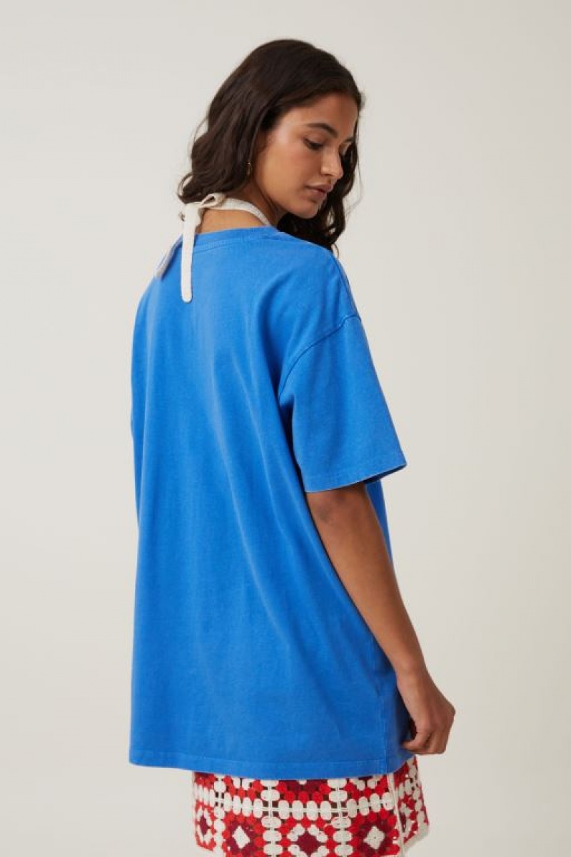 Cotton On The Oversized Graphic Women's Graphic T-Shirts Blue | 8snSO7sUDkf