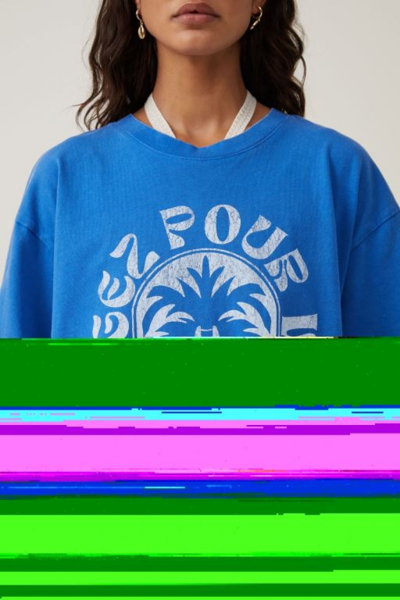 Cotton On The Oversized Graphic Women's Graphic T-Shirts Blue | 8snSO7sUDkf