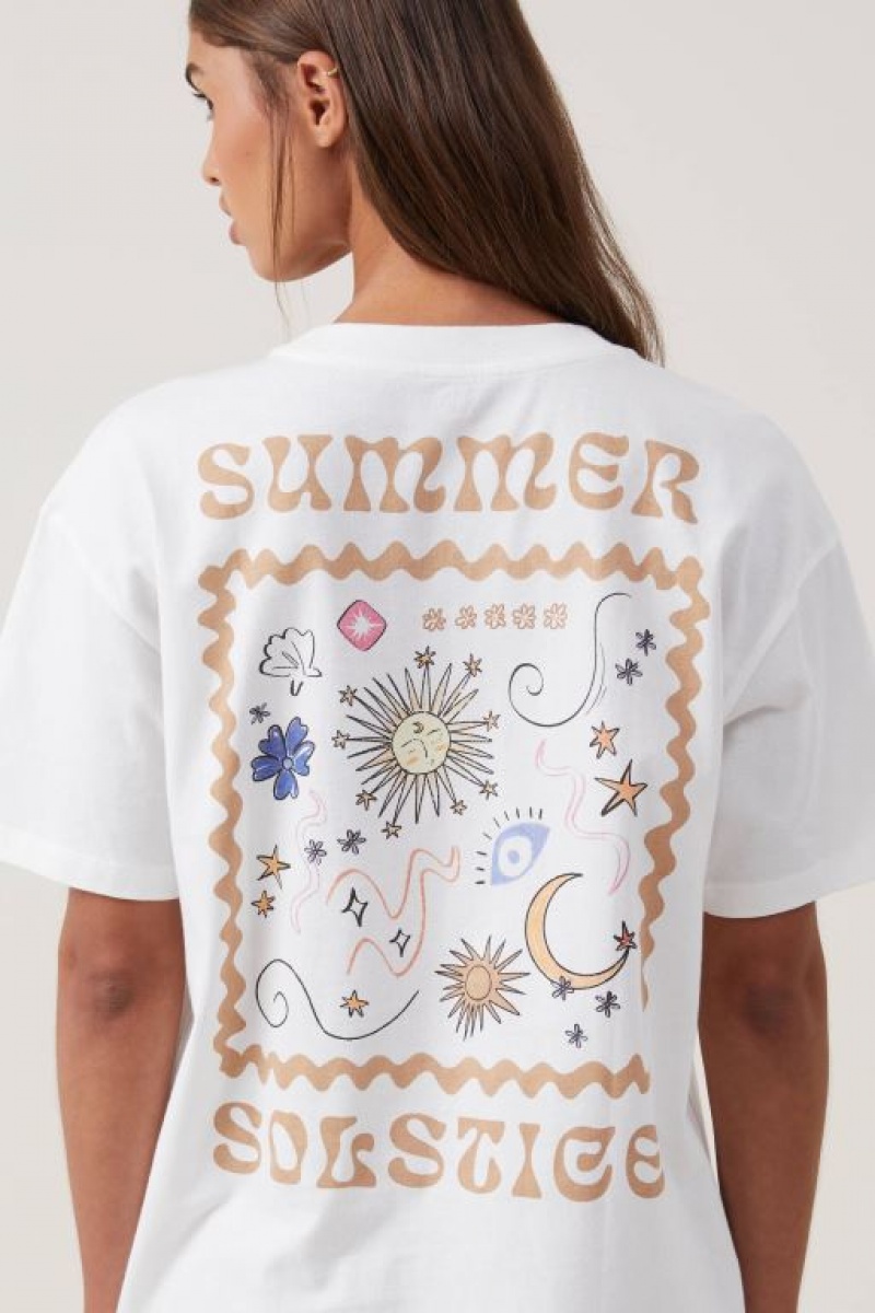 Cotton On The Oversized Graphic Women's Graphic T-Shirts White | NhI8iEuvKLp