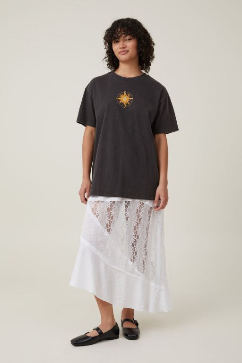 Cotton On The Oversized Graphic Women's Graphic T-Shirts Black | OfSwqYtJOT2
