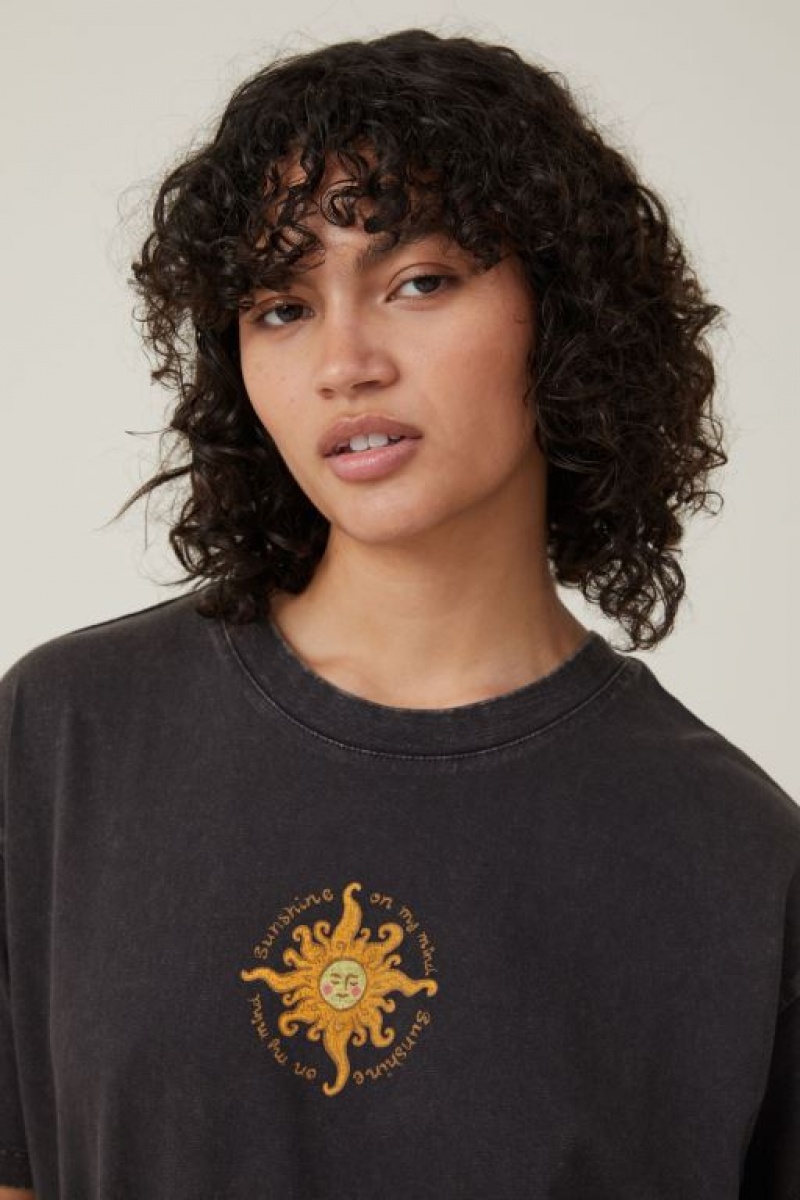 Cotton On The Oversized Graphic Women's Graphic T-Shirts Black | OfSwqYtJOT2