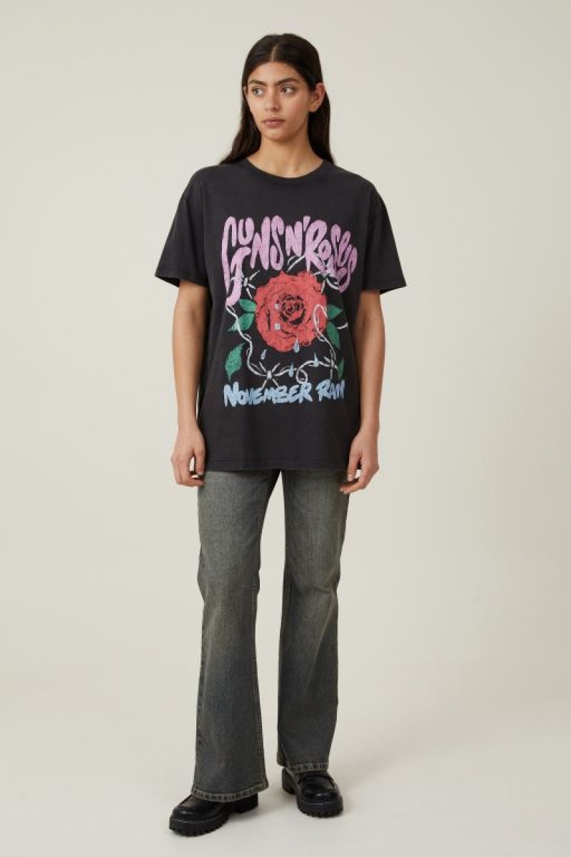 Cotton On The Oversized Guns N Roses Women's Graphic T-Shirts Lcn | RqQVDAPDhlS