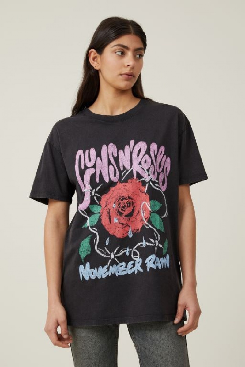 Cotton On The Oversized Guns N Roses Women\'s Graphic T-Shirts Lcn | RqQVDAPDhlS