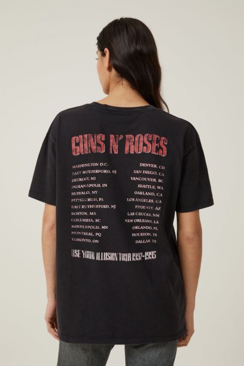 Cotton On The Oversized Guns N Roses Women's Graphic T-Shirts Black | delJFP2bdpD
