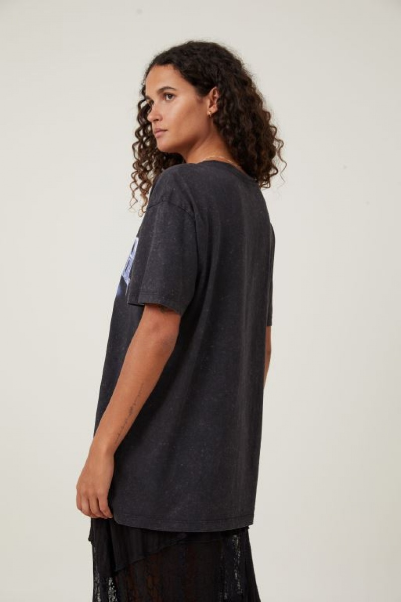 Cotton On The Oversized Hip Hop Women's Graphic T-Shirts Black | PcusTXgwAWI