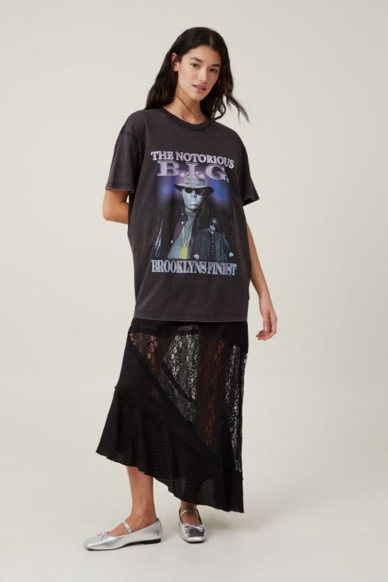 Cotton On The Oversized Hip Hop Women's Graphic T-Shirts Black | iQ4thHkqpke