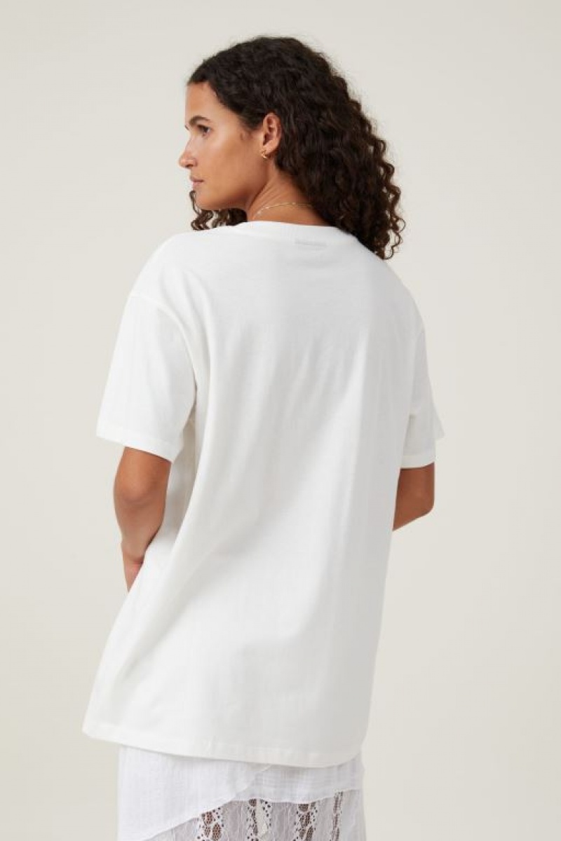 Cotton On The Oversized Hip Hop Women's Graphic T-Shirts White | BxEbLeJFvWU