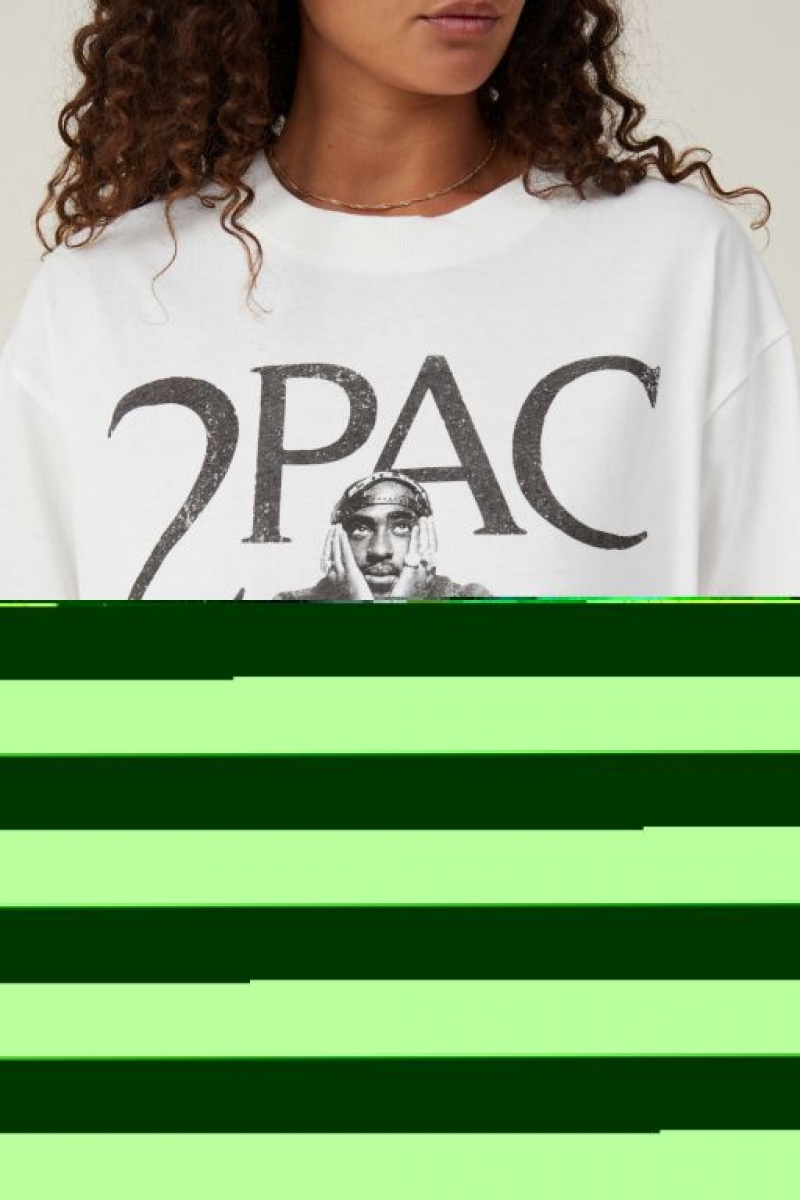Cotton On The Oversized Hip Hop Women's Graphic T-Shirts White | BxEbLeJFvWU