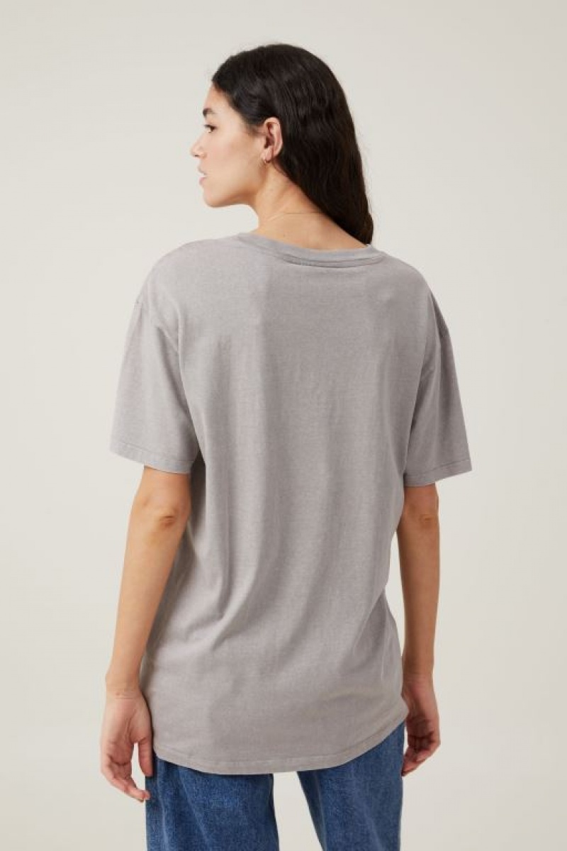 Cotton On The Oversized Hip Hop Women's Graphic T-Shirts Grey | xK1fwx9mo8S