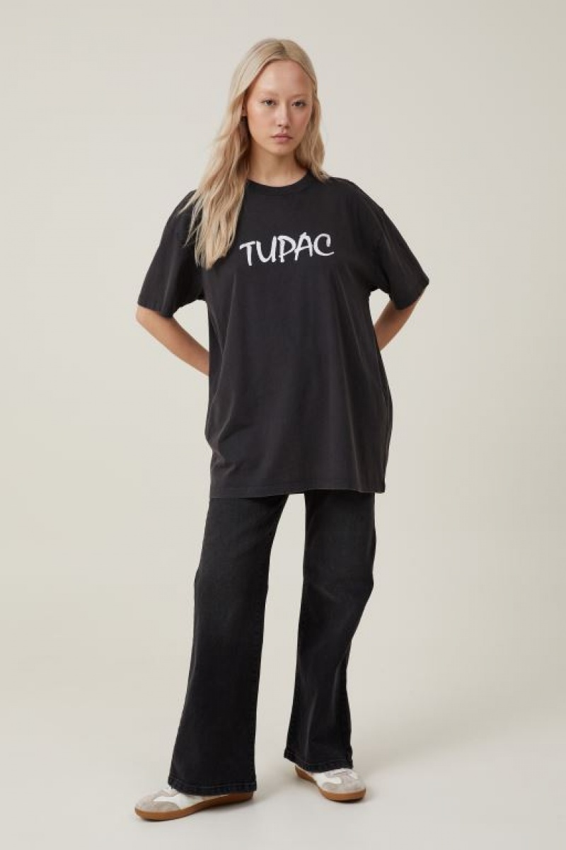 Cotton On The Oversized Hip Hop Women's Graphic T-Shirts Black | 8p7hauQwxrW