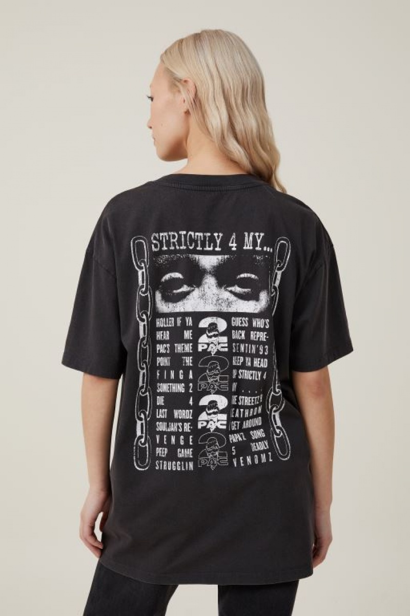 Cotton On The Oversized Hip Hop Women's Graphic T-Shirts Black | 8p7hauQwxrW