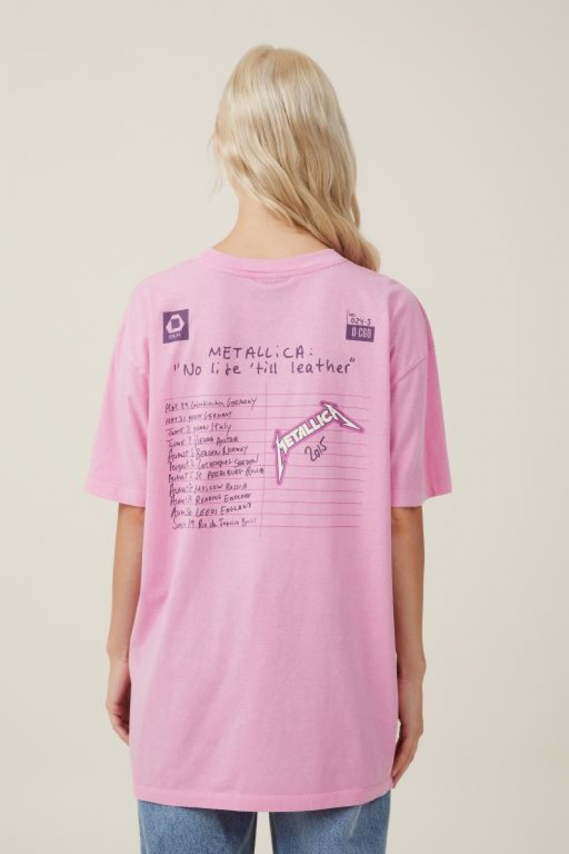 Cotton On The Oversized Metallica Women's Graphic T-Shirts Pink | YYo9s9BwkcN
