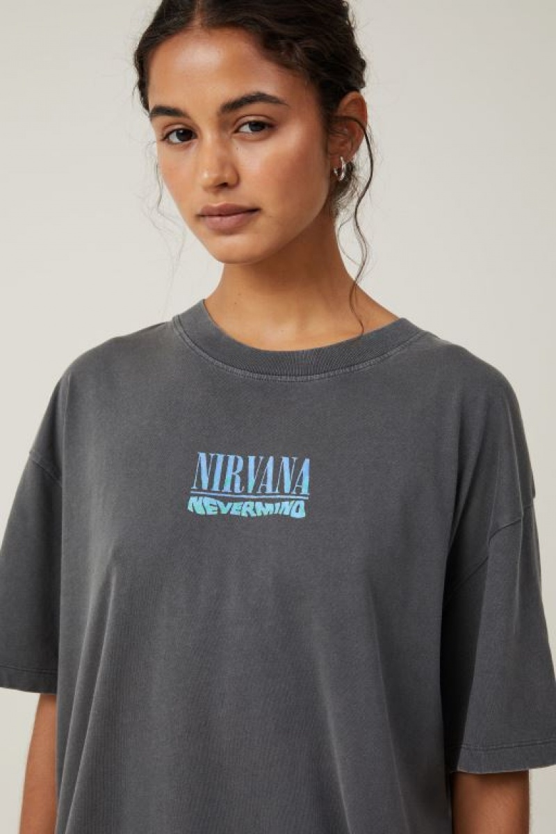 Cotton On The Oversized Nirvana Women's Graphic T-Shirts Lcn | M91MEL5FohD