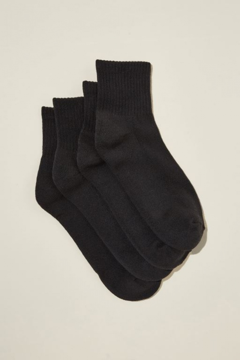Cotton On The Perfect Pair Quarter Crew 2Pk Women\'s Socks Black | AQhv9EiTkQP
