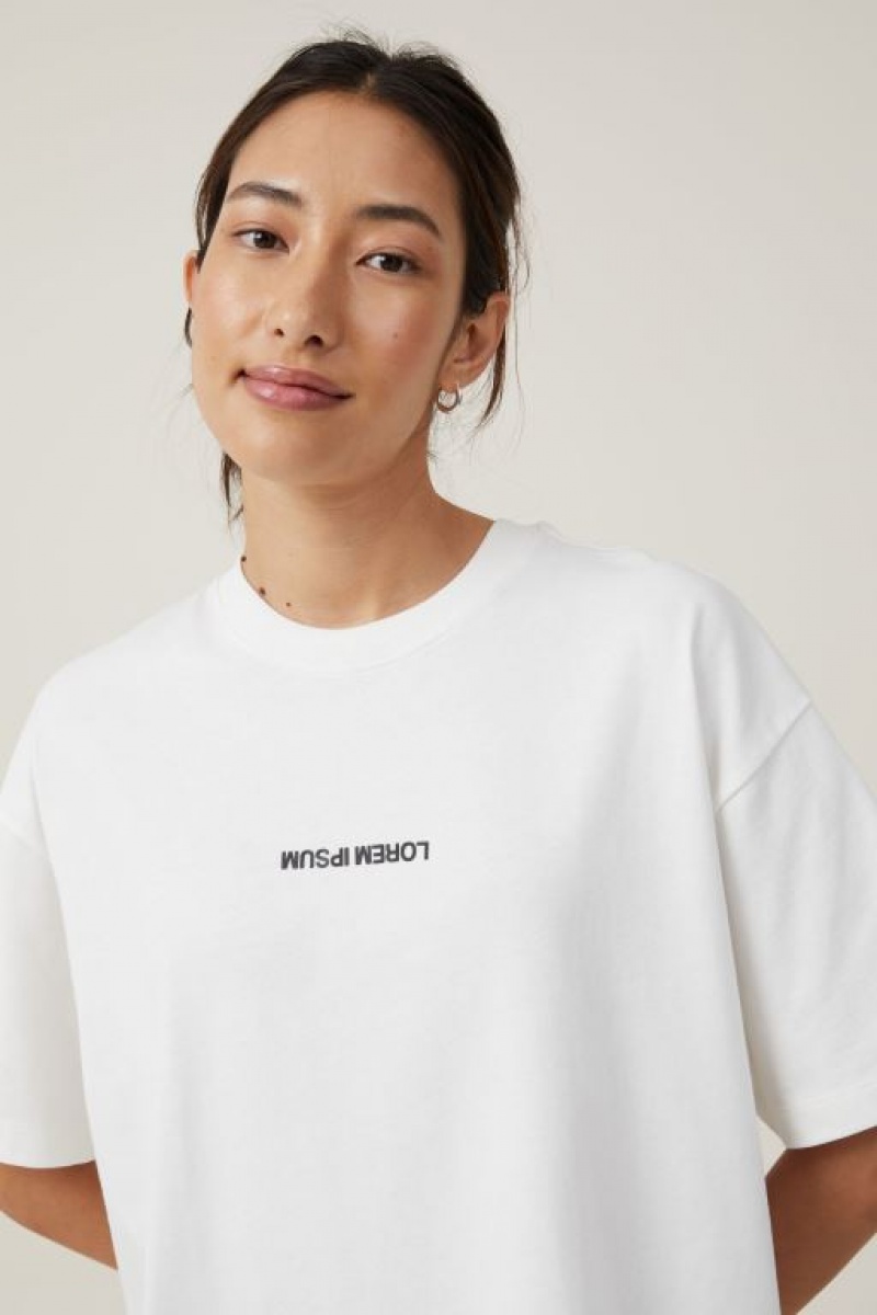 Cotton On The Premium Boxy Graphic Women's Graphic T-Shirts White | Fzc0W3DXMOL
