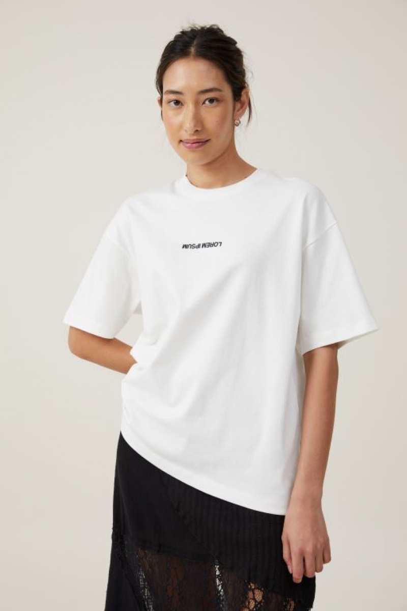 Cotton On The Premium Boxy Graphic Women\'s Graphic T-Shirts White | Fzc0W3DXMOL