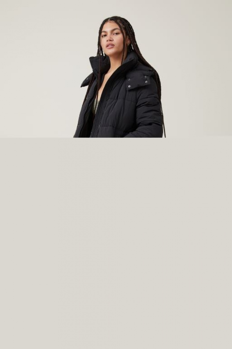 Cotton On The Recycled Longline Mother Puffer Women's Jackets Black | w94SBVnNPLh