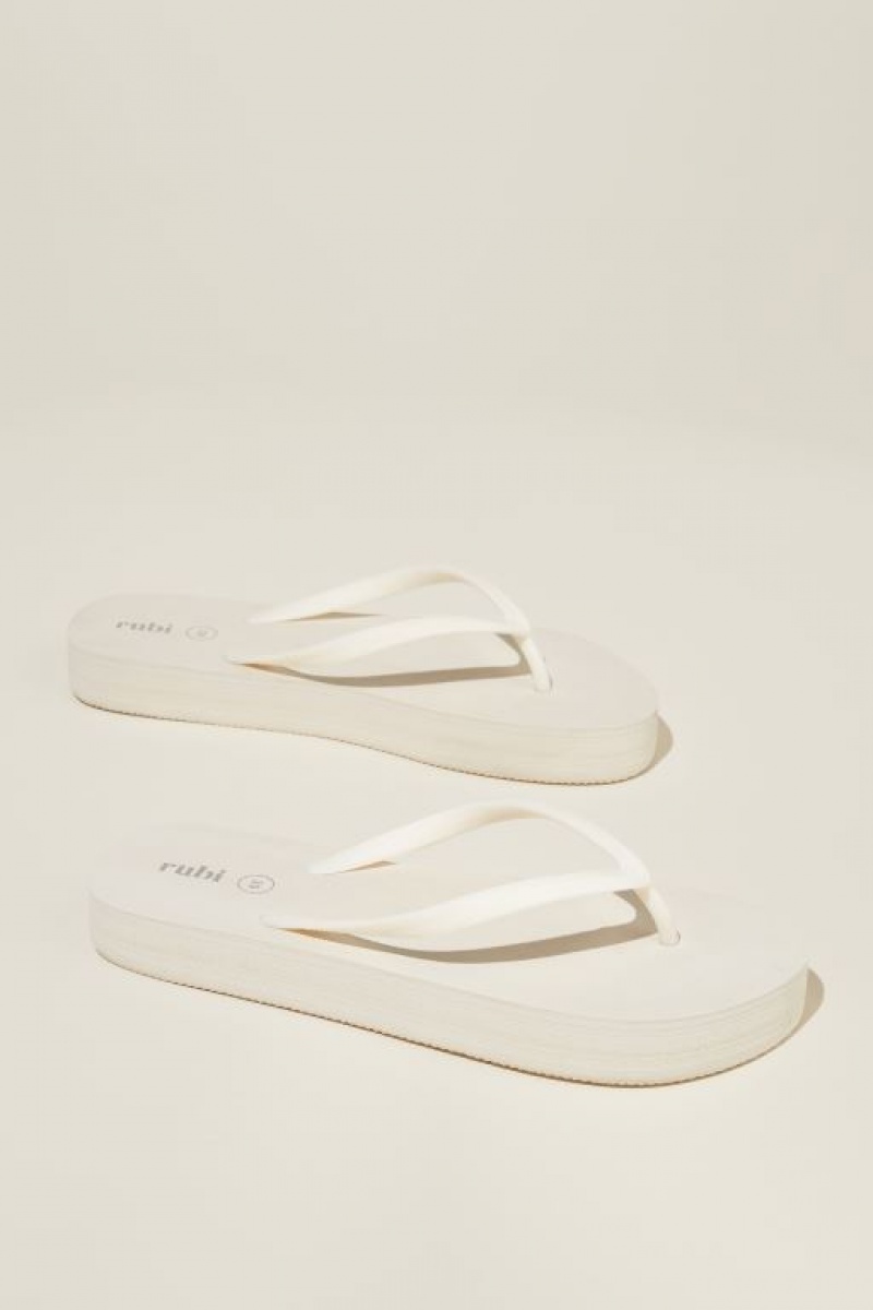 Cotton On The Rubi Flatform Flip Women's Sandals White | N6PFZZavMtt