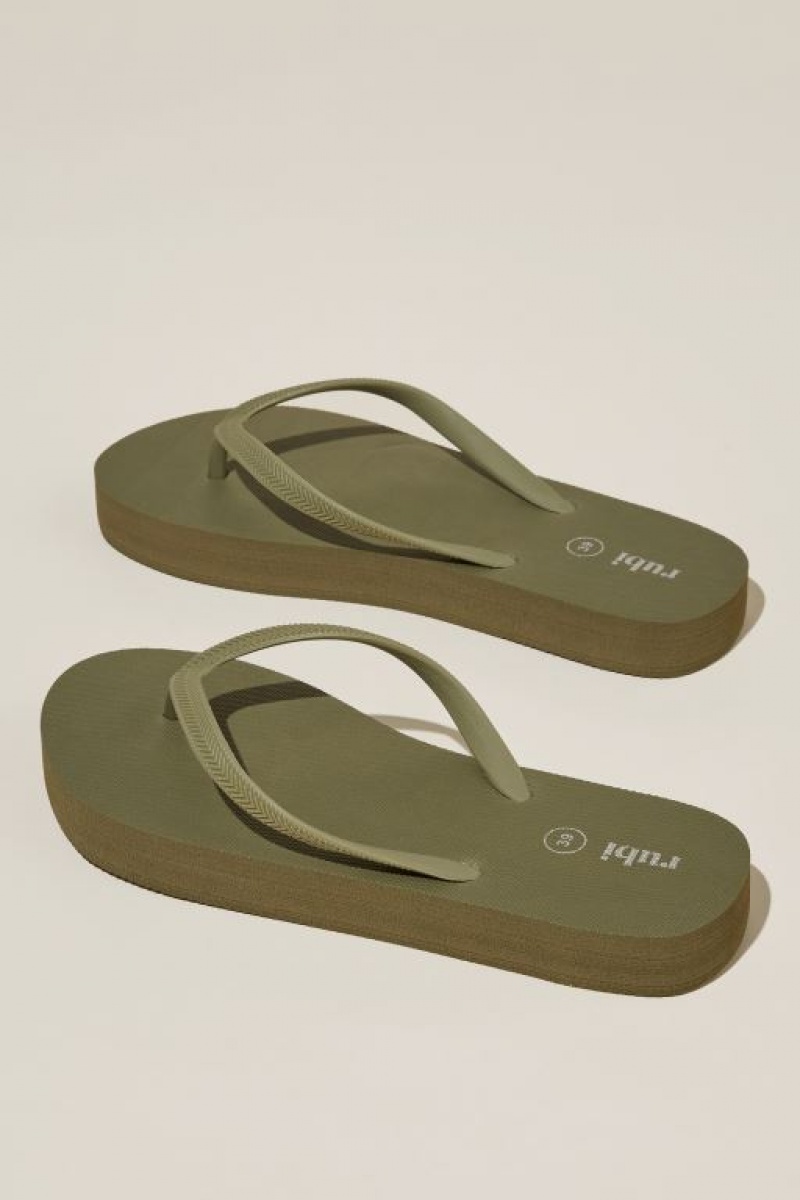 Cotton On The Rubi Flatform Flip Women's Sandals Olive | 20Cs5kSLIeP